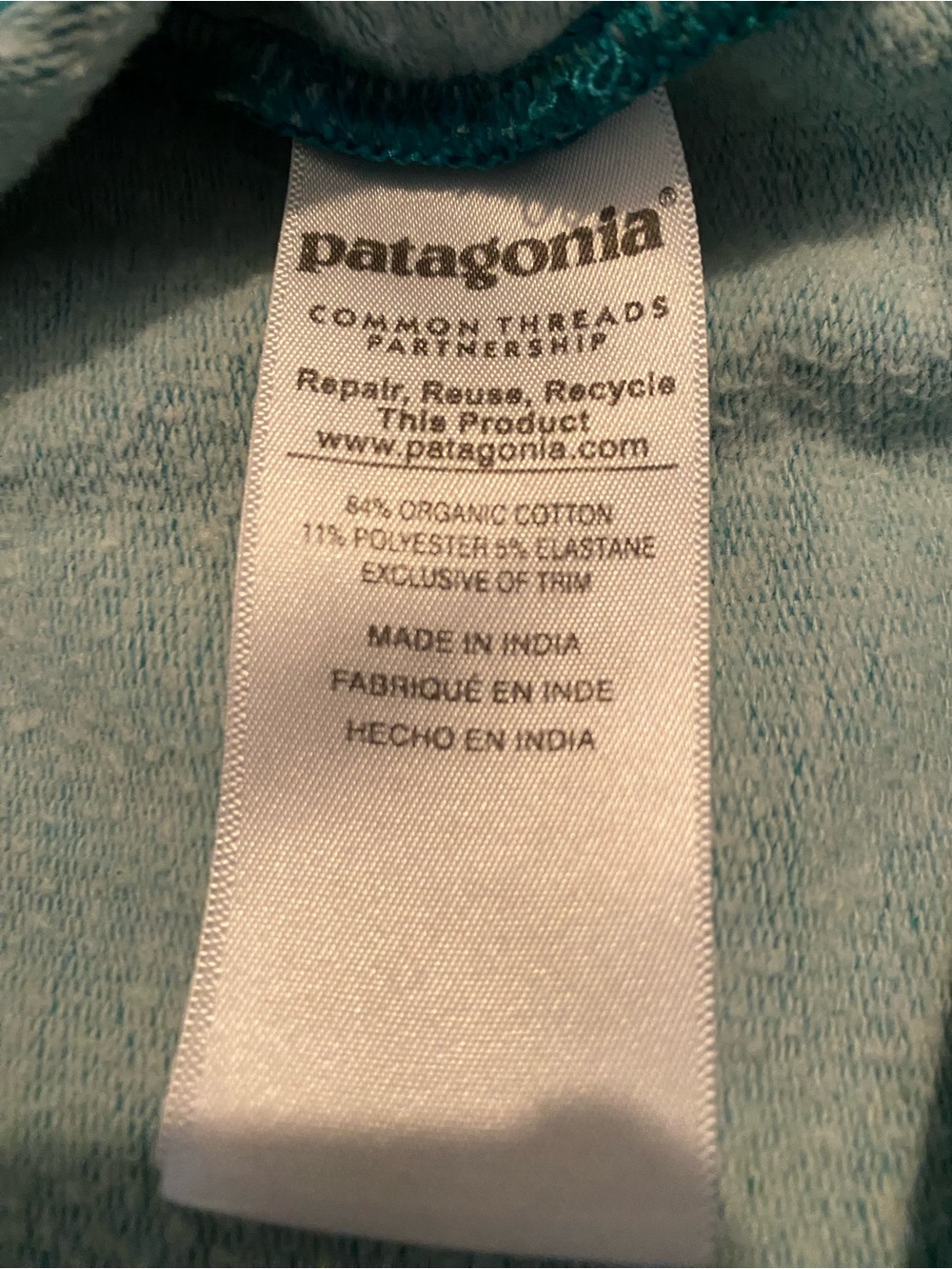 Patagonia Teal Zip-Up Hoodie with Mountain Patch size large - Picture 4 of 9